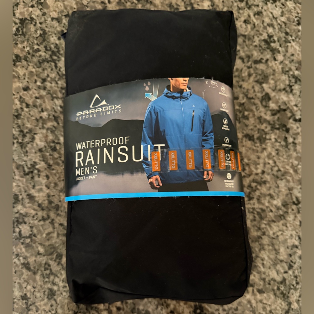 Paradox Men's Waterproof Rainsuit - Black with Blue Accent